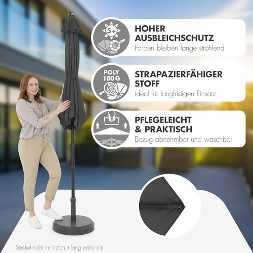 Doppler Sonnenschirm für den Garten Jack 250cm in Dunkelgrau - Runder Sonnenschirm für Balkon & Terrasse - Schirm knickbar - Balkonsonnenschirm - Kurbelschirm - Gartenschirm mit Kurbelfunktion – Bild 4