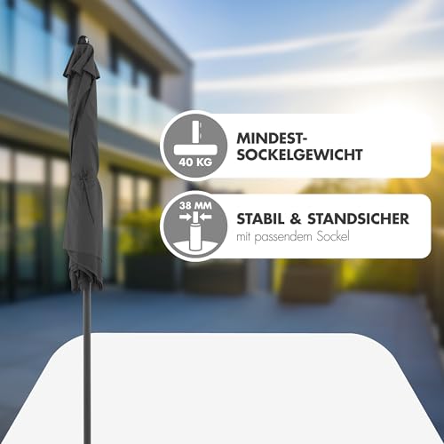 Doppler Sonnenschirm für den Garten Jack 250cm in Dunkelgrau - Runder Sonnenschirm für Balkon & Terrasse - Schirm knickbar - Balkonsonnenschirm - Kurbelschirm - Gartenschirm mit Kurbelfunktion – Bild 5