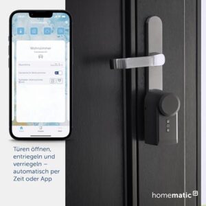Alternative view of Homematic IP Smart Home Türschlossantrieb, anthrazit, elektronisches Türschloss, Smart Lock nachrüstbar ohne Umbau, Türöffner steuerbar per App, Alexa & Google Assistant, 160555A0