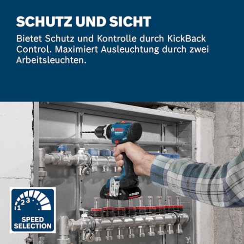 Bosch Professional 18V System Akku-Bohrschrauber GSB 18V-65 (bürstenloser Motor, Kopflänge 175, inkl 2x Akku GBA 4.0Ah, 82AC, L-Case) – Bild 4