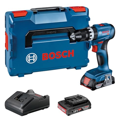 Bosch Professional 18V System Akku Schlagbohrschrauber GSB 18V-45 (Drehzahl 1.900 min⁻¹, inkl. 2x 2.0Ah Akku, GAL 18V-20, L-BOXX)