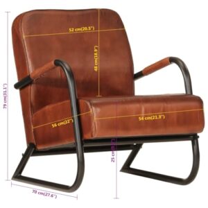 Alternative view of vidaXL Sessel, Sofa Relaxsessel mit gepolstertem Sitz Armlehnen, Fernsehsessel Loungesessel mit Eisengestell, Polstersessel Ruhesessel, Braun Echtleder