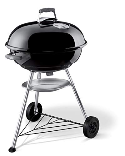 Weber Compact Kettle Holzkohlegrill/Porzellanemaillierter Deckel und Kessel, 57 cm Grillfläche, Ascheauffangschale, Dreibein-Ständer und Räder, Schwarz/Silber – Bild 13