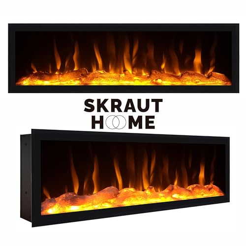 Skraut Home | Elektrokamin LED | Elektrische Kamine | 107x38x25cm | Wohnzimmer - Esszimmer | Elektrokamin. Maße | Moderner Stil | Schwarz – Bild 6
