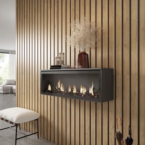 Skraut Home | Elektrokamin LED | Elektrische Kamine | 107x38x25cm | Wohnzimmer - Esszimmer | Elektrokamin. Maße | Moderner Stil | Schwarz – Bild 8