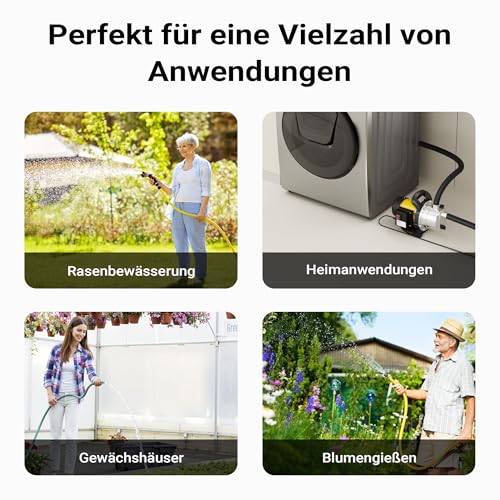Wiltec Gartenpumpe 3800l/h, 1200W, Tragegriff & Wasserablassschraube, max. Förderhöhe 48m, rostfreier Stahl Hauswasserwerk Wasserpumpe Bewässerungspumpe Regenwasserpumpe – Bild 8