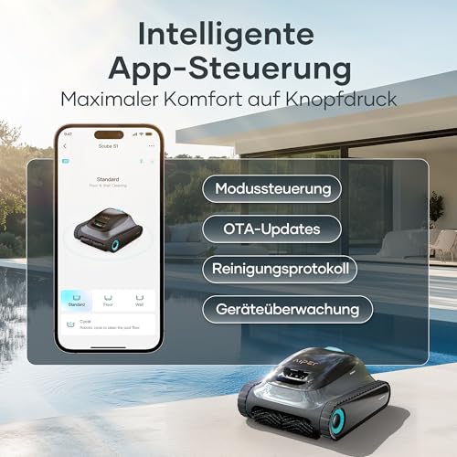 (2025 Upgrade) AIPER Scuba S1 Poolroboter Boden und Wand, Wasserlinienreinigung, 3μm Ultrafeiner Filter, 180 Min. Akkulaufzeit, 15900LPH Leistungsstarker Poolsauger mit APP, Für Eingelassene Pools – Bild 6