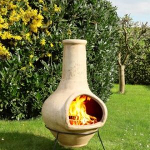 Großer original Aztekenofen aus Mexico - Terracotta Holzofen - tolle Feuerstelle für Terrasse und Garten - mexikanischer Terrassenofen (antikweiß)