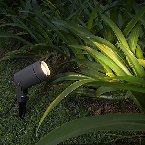 DAWALIGHT Erdspieß 4er Set GU10 IP65 Wasserdicht, Inkl. 5W 3000K Warmweiß Gartenbeleuchtung LED Strahler Außen, 320 Grad Drehbarer Aluminium Gartenstrahler für Sträucher, Rasen, Hof – Bild 3