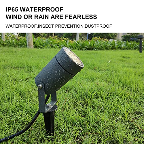 DAWALIGHT Erdspieß 4er Set GU10 IP65 Wasserdicht, Inkl. 5W 3000K Warmweiß Gartenbeleuchtung LED Strahler Außen, 320 Grad Drehbarer Aluminium Gartenstrahler für Sträucher, Rasen, Hof – Bild 7