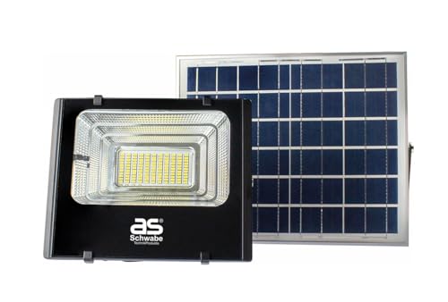 as – Schwabe SOLARLINE Solarstrahler 25 W 1500 Lumen - 120˚ Winkel - inkl. Solarpanel, Batterieklemmen, Timer & Fernbedienung - Solarlampe für Garten & Einfahrt - Außenleuchte wasserfest IP65, 46981
