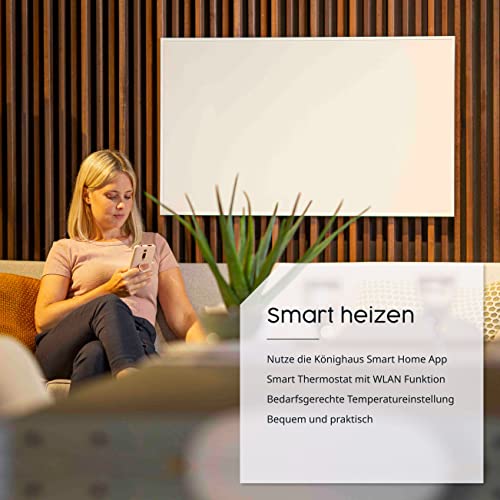 Könighaus Infrarot Wandheizung - 1200 Watt inkl. Smart Thermostat - Infrarotheizung mit TÜV SÜD & 5 Jahren Garantie - Doppelter Überhitzungsschutz - Heizt Räume von bis zu 29 m² - Sofort einsatzbereit – Bild 4