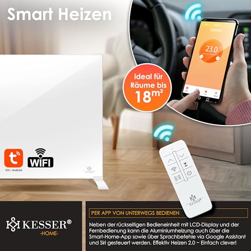 KESSER® Infrarotheizung 700W Aluminiumheizung Energiesparend 2in1 Standgerät & Wandmontage Elektroheizung mit Erkennung Offener Fenster Fernbedienung & App-Steuerung Thermostat Infrarot Heizpaneel – Bild 5