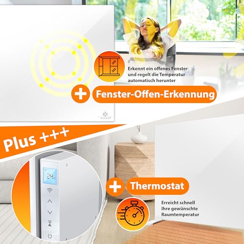 KESSER® Infrarotheizung 700W Aluminiumheizung Energiesparend 2in1 Standgerät & Wandmontage Elektroheizung mit Erkennung Offener Fenster Fernbedienung & App-Steuerung Thermostat Infrarot Heizpaneel – Bild 9