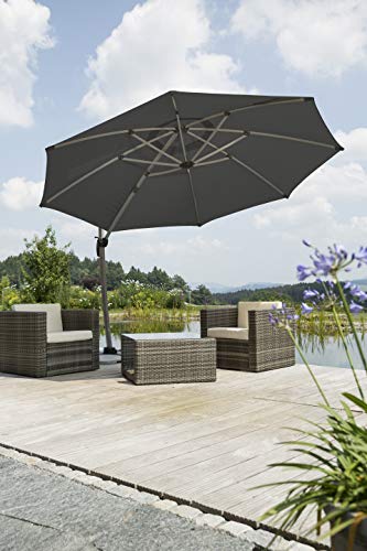 Schneider Sonnenschirm Rhodos Rondo, anthrazit, 350 cm rund, 792-15, Gestell Aluminium, Bespannung Polyester, 22.4 kg – Bild 2