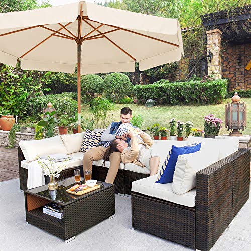 SONGMICS Sonnenschirm 270 cm, achteckiger Gartenschirm, Sonnenschutz, Schirmmast und Schirmrippen aus Holz, knickbar, ohne Ständer, Outdoor, Balkon, Terrasse, beige GPU270M01 – Bild 3