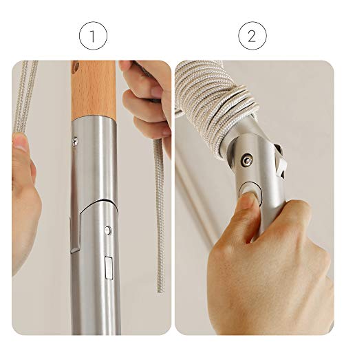 SONGMICS Sonnenschirm 270 cm, achteckiger Gartenschirm, Sonnenschutz, Schirmmast und Schirmrippen aus Holz, knickbar, ohne Ständer, Outdoor, Balkon, Terrasse, beige GPU270M01 – Bild 5