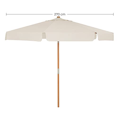 SONGMICS Sonnenschirm 270 cm, achteckiger Gartenschirm, Sonnenschutz, Schirmmast und Schirmrippen aus Holz, knickbar, ohne Ständer, Outdoor, Balkon, Terrasse, beige GPU270M01 – Bild 7