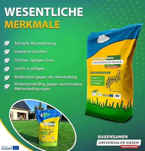 ARPON Rasensamen Schnellkeimend Herbst | Grassamen Robust & pflegeleicht 10kg – Reicht für 400m² | Herbstrasensamen Nachsaat & Neuansaat | Dichtes, sattgrünes Gras | Rasensaat ideal für jeden Rasen – Bild 2