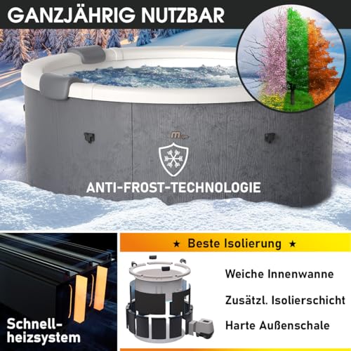 BRAST Whirlpool MSpa Denver mit Fester Außenwand | Ø182x70cm | LED-Beleuchtung mit 20 einstellbaren Farben für 6 Personen | 130 Massagedüsen | Ganzjähriger Einsatz Winterfest | In & Outdoor Pool – Bild 8