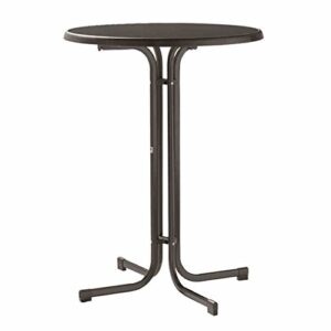 Sieger 238/G Party-Klapptisch mit mecalit-Pro-Platte Ø 86 cm, Stahlrohrgestell eisengrau, Tischplatte Schieferdekor anthrazit