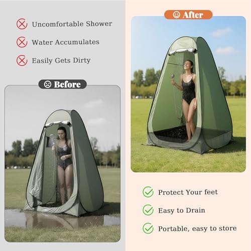 Faltbare Duschwanne, 104 x 104 x 25 cm, mit Schlauch, Anschlussstück und Aufbewahrungstasche für drinnen, Strand, Picknick und Camping – Bild 3