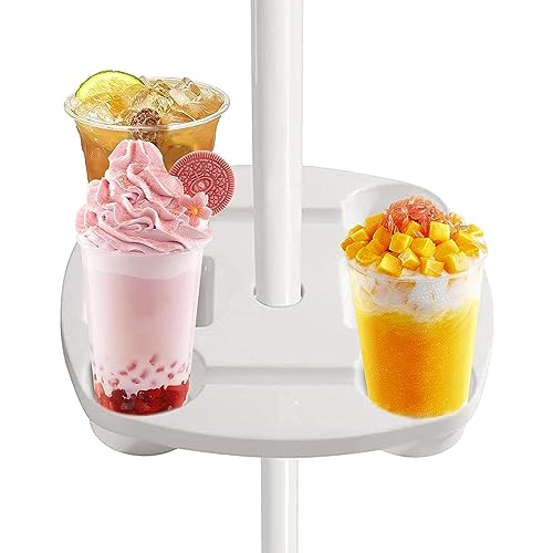 Rundes Strandschirm-Tablett mit 4 Getränkehaltern – tragbarer Getränke- und Snack-Ständer für Garten, Pool, Camping, Picknick – ideal für den Genuss im Freien – Bild 2