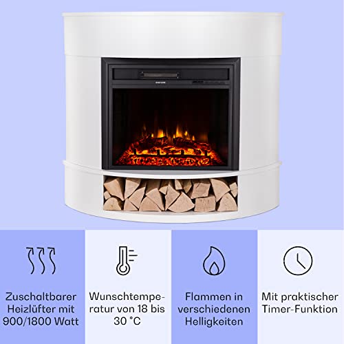 Klarstein Deko Kamin Mit LED-Flammen, Elektro-Kamin Mit Heizung, 1800W, Fernbedienung, Timer & Auto-Temperaturregelung, Sparsam – Bild 3