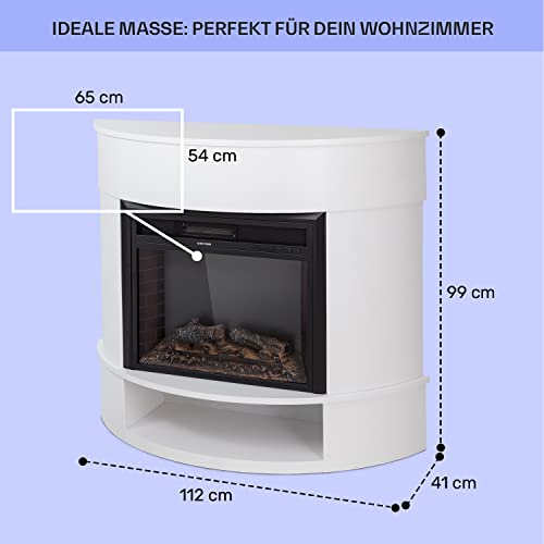 Klarstein Deko Kamin Mit LED-Flammen, Elektro-Kamin Mit Heizung, 1800W, Fernbedienung, Timer & Auto-Temperaturregelung, Sparsam – Bild 5