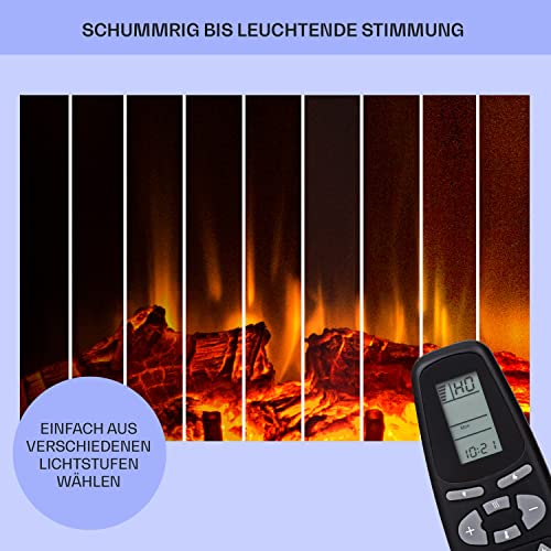 Klarstein Deko Kamin Mit LED-Flammen, Elektro-Kamin Mit Heizung, 1800W, Fernbedienung, Timer & Auto-Temperaturregelung, Sparsam – Bild 7