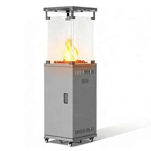 Heizpilz Gas for für Terrasse Terrassenheizer - 11kW Leistungsstarker Standheizer mit Rädern für Garten - Terrasse & Außenbereiche - Tragbarer Propan Heizer inkl. Regler & Schlauch