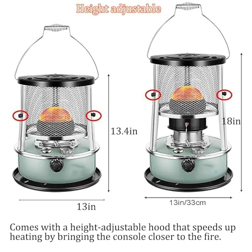 SAYEYBU Tragbarer Petroleumofen, Petroleumheizungen für Innenbereich, Nicht Elektrischer 2 in 1 Ofen und HeizgeräT für Camping, Drinnen und DraußEn, Terrasse, Deck, Zuhause,Grün,Metal Chimney – Bild 2