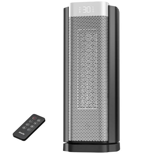 Heizlüfter AEOCKY der 3. Generation mit KI-Thermostat, 1800 W PTC-Elektroheizer für den Innenbereich mit Fernbedienung, 70°-Oszillation, geräuschlos, sicher tragbar für Büro, Schlafzimmer, Zimmer
