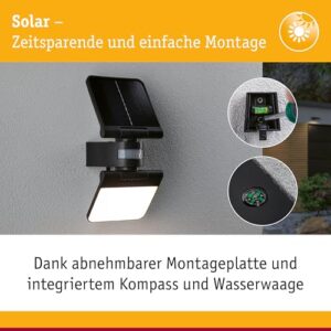 Alternative view of Paulmann Outdoor Solar Fluter Lesla IP65 3000K USB PIR Anthrazit 94609
