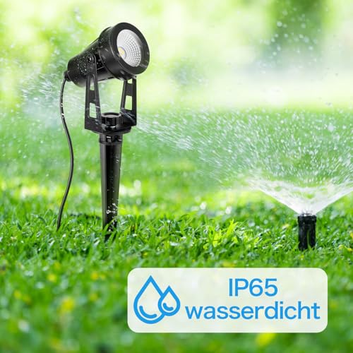 HUAEU Gartenstrahler LED Außen Wasserdicht, 20 Meter 6-in-1 Bodenstrahler, 3000K Warmweiß, 12V IP65, Gartenbeleuchtung mit Strom, mit Stecker für Terrasse, Gartenweg, Party, Bäume, Rasen, Erdspieß – Bild 4