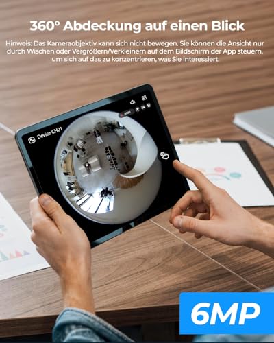 Reolink 6MP PoE IP Fisheye Kamera mit 360° Blick, Smarte Personenerkennung, 2-Wege Audio, Decken-/Wand-/Tisch-Installation, Mehrere Display-Ansichten, Innenkamera für Haus/Büro Sicherheit, FE-P Weiß – Bild 2