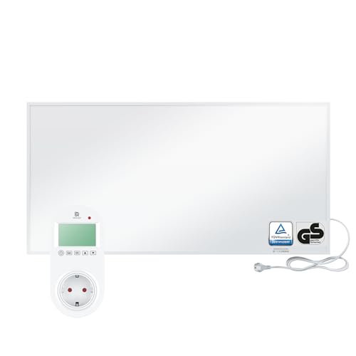 BR Bringer Infrarotheizung 1200 Watt - mit Steck-Thermostat - Infrarot Elektroheizung Energiesparend - 5 Jahre Garantie, TÜV GS - Deutsche Qualitätsmarke (weiß)