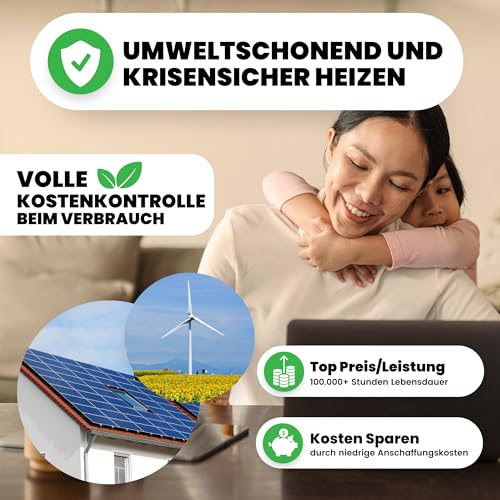 BR Bringer Infrarotheizung 1200 Watt - Infrarot Elektroheizung Energiesparend - 5 Jahre Garantie, TÜV GS - Deutsche Qualitätsmarke (schwarz) – Bild 4