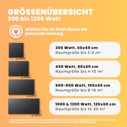 BR Bringer Infrarotheizung 1200 Watt - Infrarot Elektroheizung Energiesparend - 5 Jahre Garantie, TÜV GS - Deutsche Qualitätsmarke (schwarz) – Bild 6