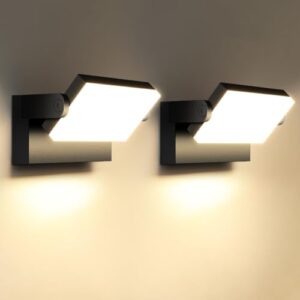 Kingwei 2 Stücke 60W LED Wandleuchten Aussen 5000 Lumen Wandlampe Außen Warmweiß 3000K Aussenlampe mit 360° Schwenkbar LED Panel Wasserdicht IP65 Wandleuchte Innen