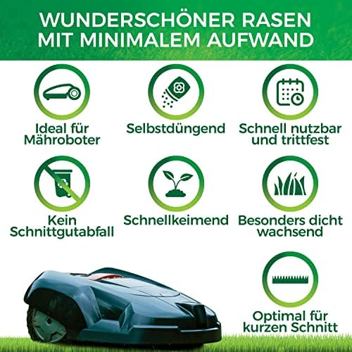 Mähroboter Rasensamen schnellkeimend 5kg TEST SEHR GUT - Roboter Grassamen Made in Germany - Für pflegeleichten Garten mit Natureflow Rasensaat – Bild 4
