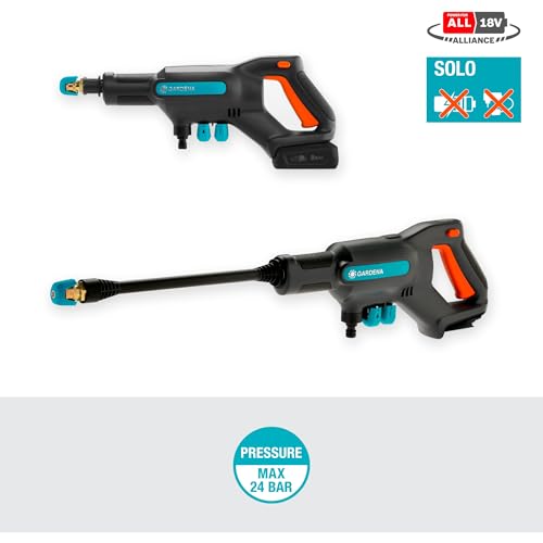 Gardena Akku Mitteldruckreiniger AquaClean 24/18V P4A ohne Akku: Reiniger für den Außenbereich, 3 Reinigungsstufen, max. Druck 24 bar, inkl. Saugschlauch, OGS-Anschlüsse und Filter (14800-55) – Bild 3