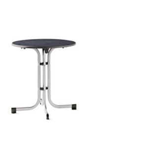SIEGER Klapptisch mit MECALIT®-PRO Tischplatte, Gestell Graphit, Tischplatte Marmor Schiefer anthrazit ca. 70 cm Ø