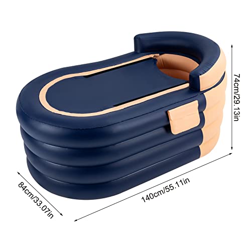 Aufblasbare Badewanne 140cm für Erwachsene, Faltbare Badewanne mit Luftpumpe und Wärmeisolierung, Mobile Klappbadewanne für Balkon, Dusche und Garten, Inklusive Zubehör – Bild 2