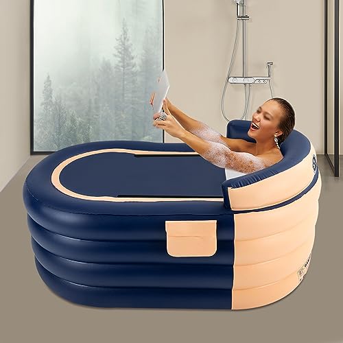 Aufblasbare Badewanne 140cm für Erwachsene, Faltbare Badewanne mit Luftpumpe und Wärmeisolierung, Mobile Klappbadewanne für Balkon, Dusche und Garten, Inklusive Zubehör – Bild 6