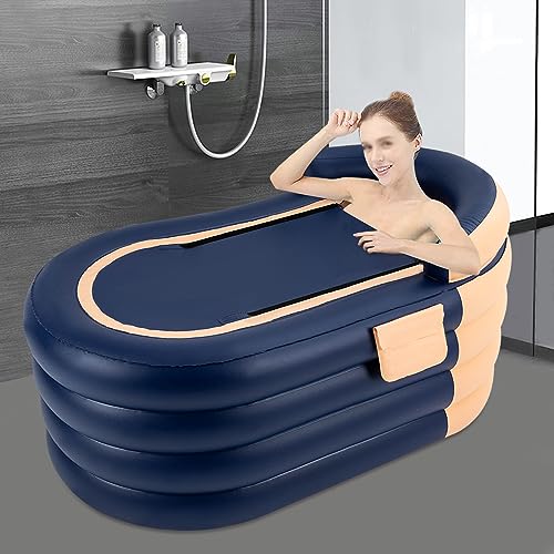 Aufblasbare Badewanne 140cm für Erwachsene, Faltbare Badewanne mit Luftpumpe und Wärmeisolierung, Mobile Klappbadewanne für Balkon, Dusche und Garten, Inklusive Zubehör – Bild 9