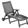 Kettler Roma Advantage Gartenliege – klappbare Sonnenliege für Garten, Terrasse und Balkon – Rückenlehne mehrstufig verstellbar – wetterfeste Rollliege aus beständigem Kunststoff – anthrazit