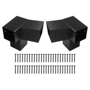 Lawnoval Schrägdach-Pergola-Halterungen, Wandhalterungs-Set mit Stahlbeschlägen für 10,2 x 10,2 cm Veranda Pavillon Pavillon Teile und Zubehör (links 15° rechts 15°)