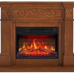 ArtiFlame Elektrokamin Toscana AF23BS, Elektrischer Standkamin mit Heizung 1800 W, realistischer 3D-Flammeneffekt, LED-Beleuchtung, Fernbedienung, Timer, Thermostat, Knistereffekt, MDF (Eiche)