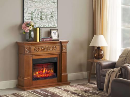 ArtiFlame Elektrokamin Toscana AF23BS, Elektrischer Standkamin mit Heizung 1800 W, realistischer 3D-Flammeneffekt, LED-Beleuchtung, Fernbedienung, Timer, Thermostat, Knistereffekt, MDF (Eiche) – Bild 2